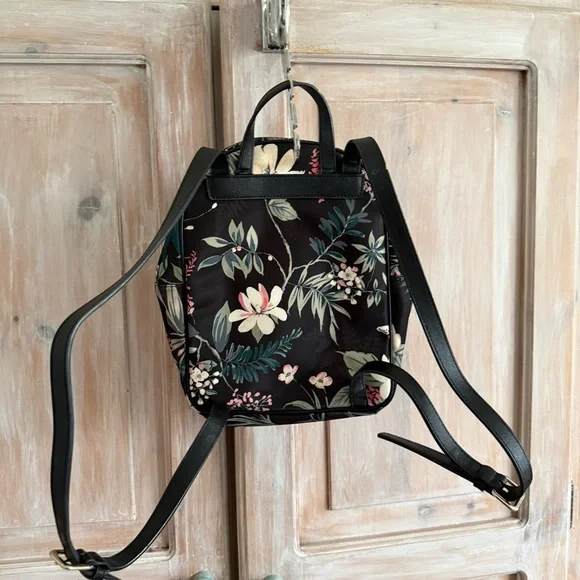Kate Spade Black Floral Backpack Bag Purse Bag - Picture 5 of 14